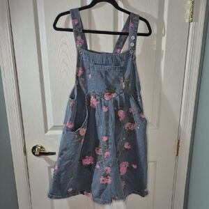 Floral Denim Short Overalls - NWOT From BiBi